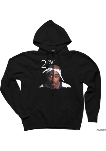 Tupac Shakur Infinity Siyah Fermuarlı Kapşonlu Sweatshirt