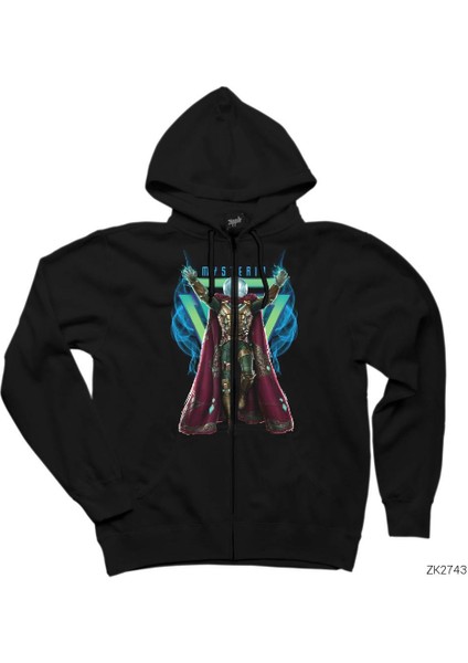 Spiderman Mysterio Siyah Fermuarlı Kapşonlu Sweatshirt