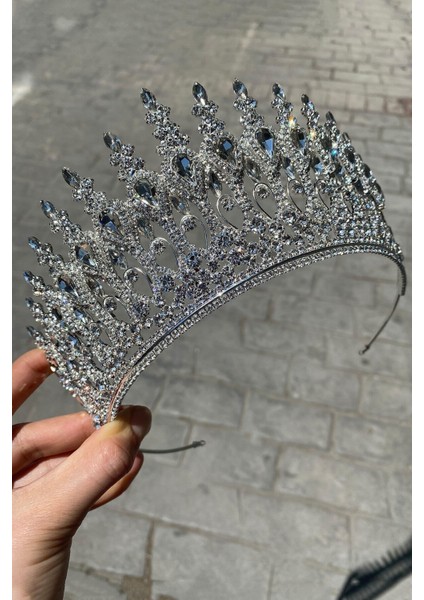 Gümüş Renk Henna Model Gelin Tacı