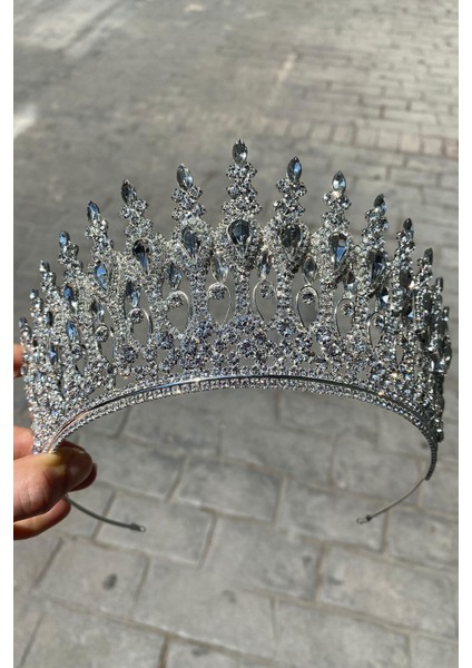 Gümüş Renk Henna Model Gelin Tacı fırsatları
