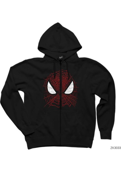Spiderman Nets Siyah Fermuarlı Kapşonlu Sweatshirt