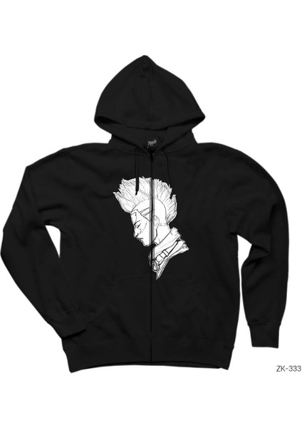 Ekko Siyah Fermuarlı Kapşonlu Sweatshirt