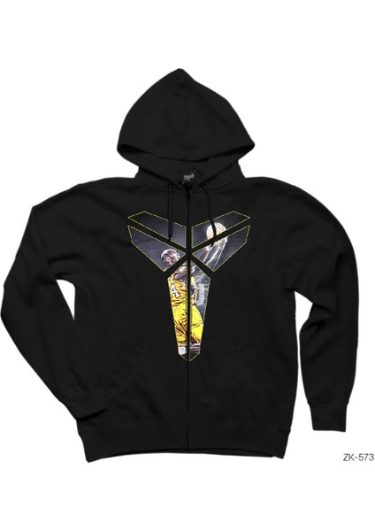 Kobe Bryant Logo 3 Siyah Fermuarlı Kapşonlu Sweatshirt