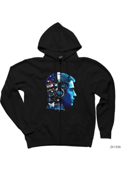 13 Reasons Why Clay Jensen Siyah Fermuarlı Kapşonlu Sweatshirt