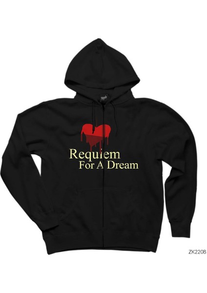 Requiem For A Dream Siyah Fermuarlı Kapşonlu Sweatshirt