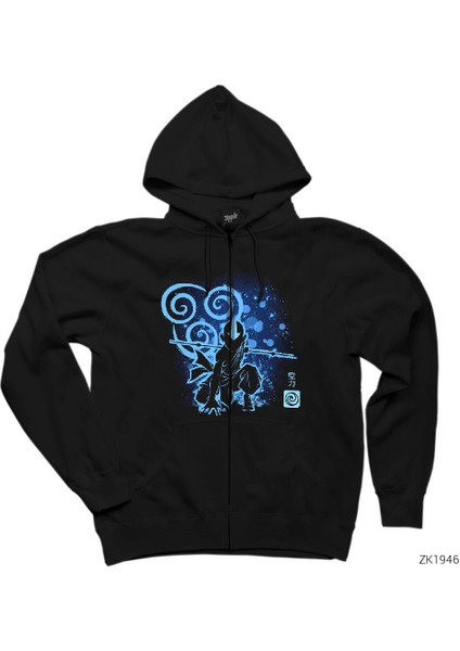 Avatar Of The Air Siyah Fermuarlı Kapşonlu Sweatshirt
