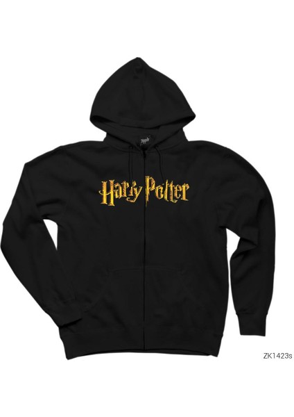 Harry Potter Logo Siyah Fermuarlı Kapşonlu Sweatshirt