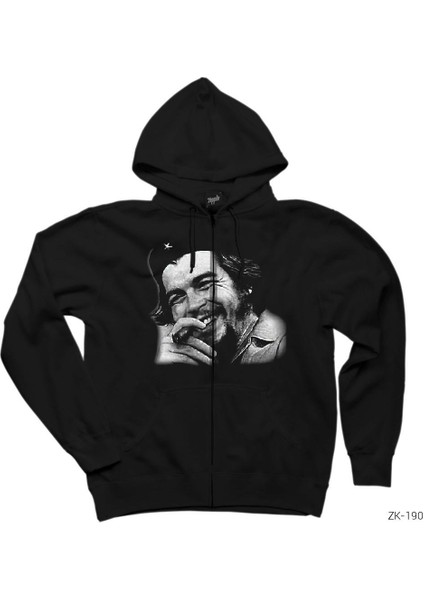 Che Guevara Siyah Fermuarlı Kapşonlu Sweatshirt