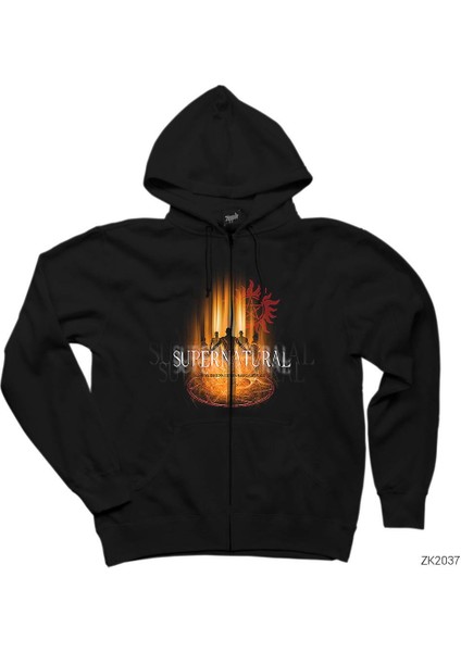 Supernatural Devil Cage Siyah Fermuarlı Kapşonlu Sweatshirt