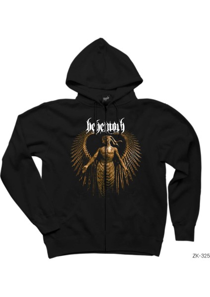 Behemoth Cover Siyah Fermuarlı Kapşonlu Sweatshirt