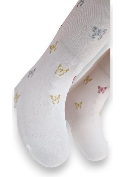 Kelebekli Simli Çocuk Külotlu Çorap - Dore ST08584 modelleri