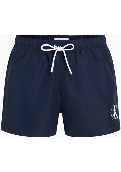 Drawstring Logo Yazılı Deniz Şort