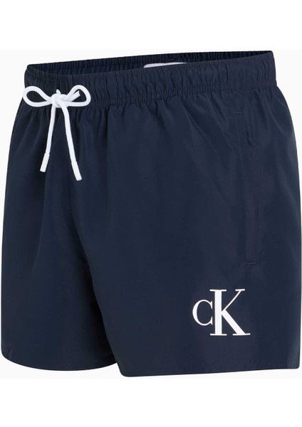 Drawstring Logo Yazılı Deniz Şort