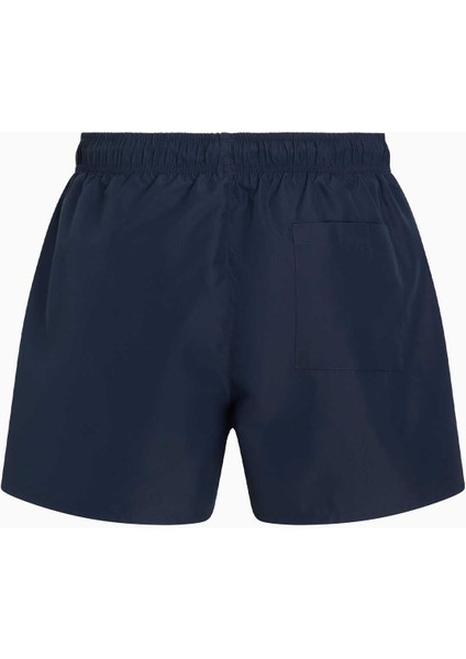 Drawstring Logo Yazılı Deniz Şort