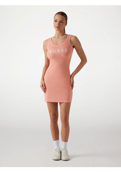 Kadın Turuncu Sunflower Ribana Elbise