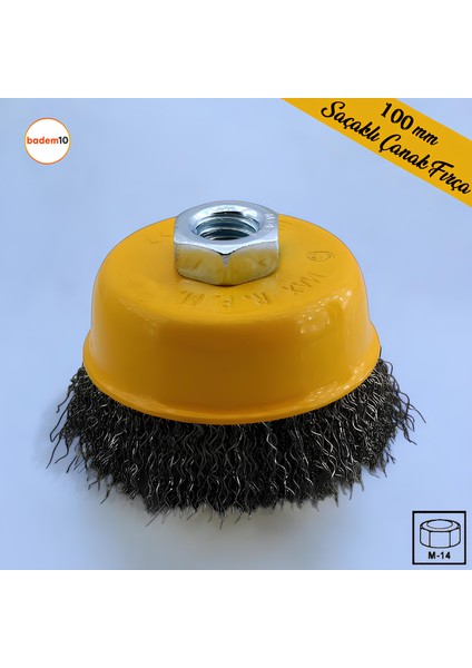 Saçaklı Çanak Fırça 100 mm Pas Kir Toz Temizleme Metal Temizlik Fırçası