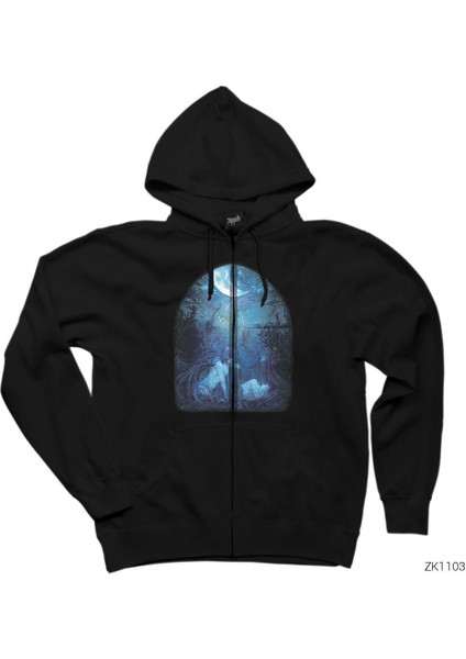 Alcest Ecailles De Lune Siyah Fermuarlı Kapşonlu Sweatshirt