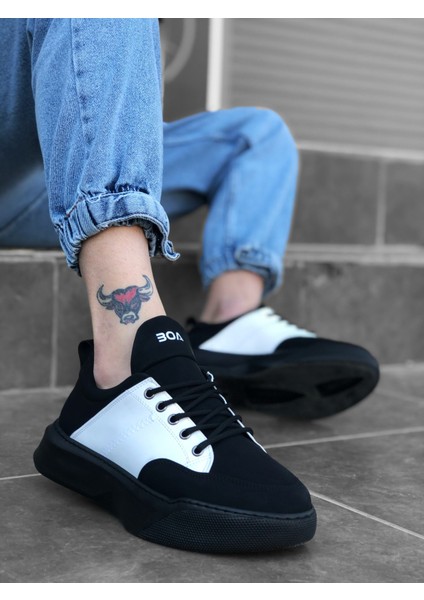 Ba0163 Bağcıklı Erkek Yüksek Taban Siyah Kırmızı Spor Ayakkabı fiyatları