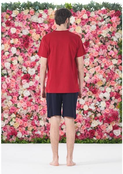 Erkek Şort Tshirt Pijama Takımı 25251 Kırmızı