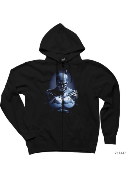 Batman Dark Knight Siyah Fermuarlı Kapşonlu Sweatshirt