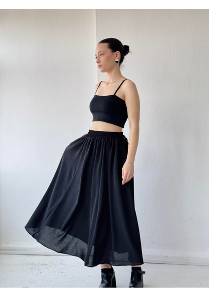 Circle Kloş Midi Boy Etek Kadın Siyah fırsatları