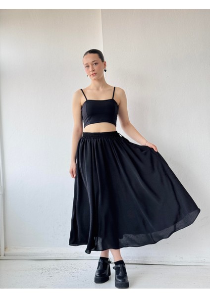 Circle Kloş Midi Boy Etek Kadın Siyah indirimleri
