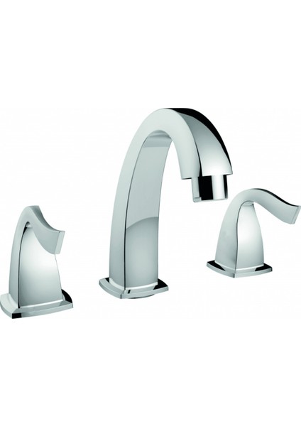 Giza Lavabo Armatürü Krom 3 Delikli Sifonlu