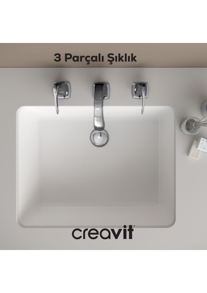 Giza Lavabo Armatürü Krom 3 Delikli Sifonlu