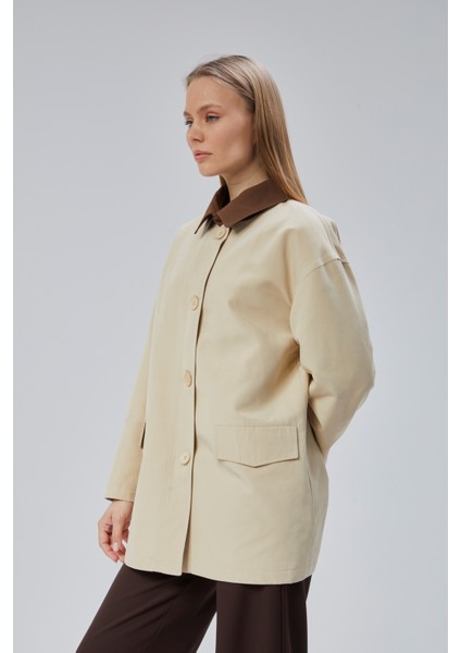 Vizon Oversize Casual Midi Trençkot