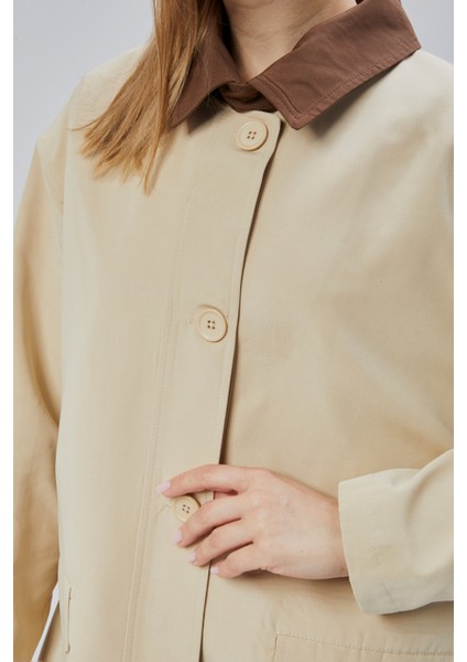 Vizon Oversize Casual Midi Trençkot