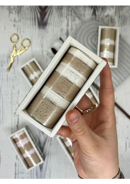 Floaty Lace Dantel Temalı Krem ve Beyaz Tonları 6’lı Washi Bant Set /su Geçirmez/bullet Journal indirimleri