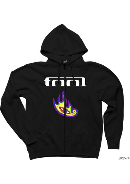 Tool Colors Eye Siyah Fermuarlı Kapşonlu Sweatshirt