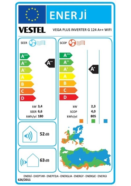 Vega Plus Inverter G 126 A++ Wıfı Klima