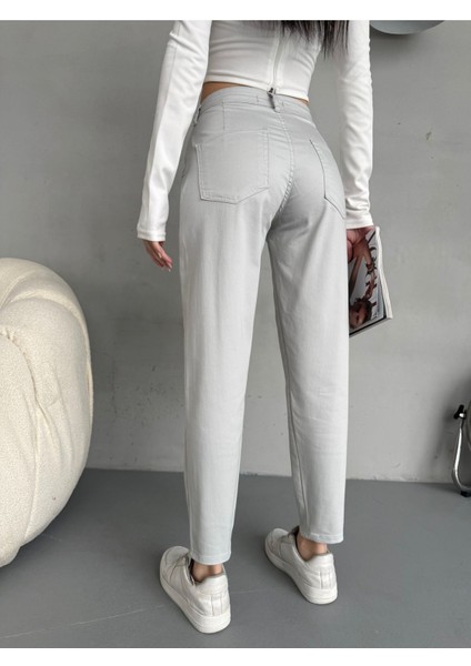 Yüksek Bel Likralı Esnek Mom Pantolon fırsatları