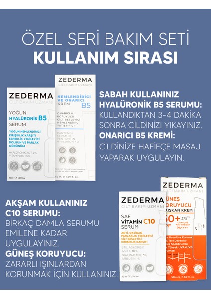 Özel Seri Bakım Seti: Saf C10 Serum & Hyalüronik Serum + Nemlendirici & Güneş Koruyucu Krem