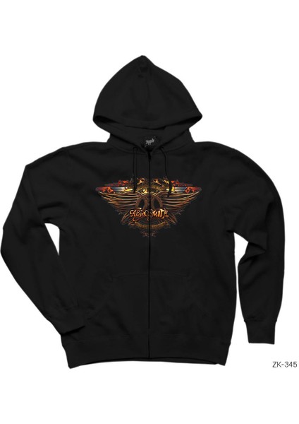 Aerosmith Force One Siyah Fermuarlı Kapşonlu Sweatshirt