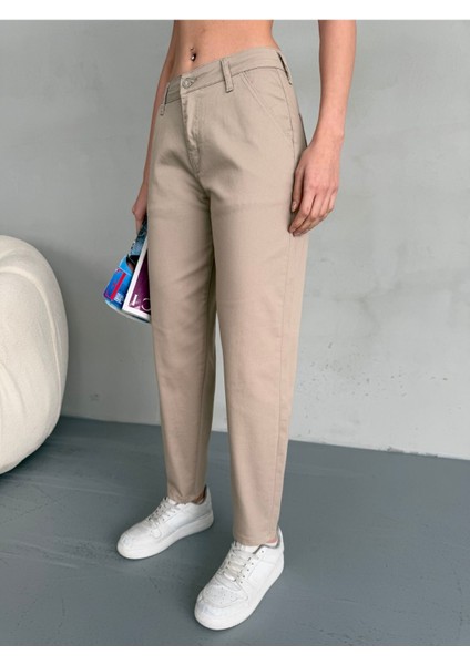 Yüksek Bel Likralı Esnek Mom Pantolon fiyatları