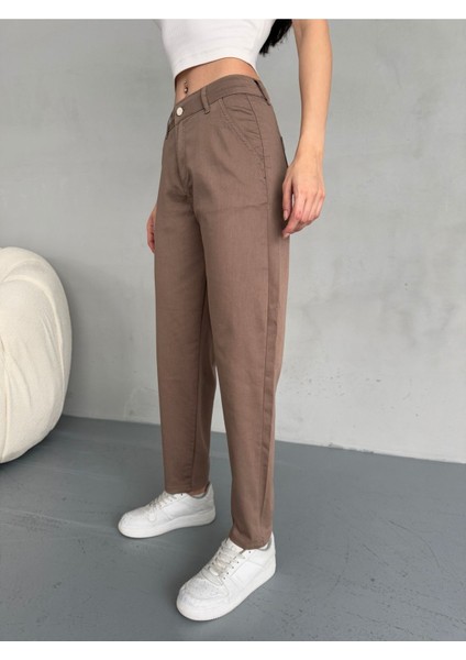 Yüksek Bel Likralı Esnek Mom Pantolon fiyatları