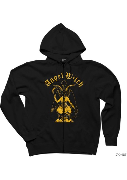 Angelwitch Satan Siyah Fermuarlı Kapşonlu Sweatshirt