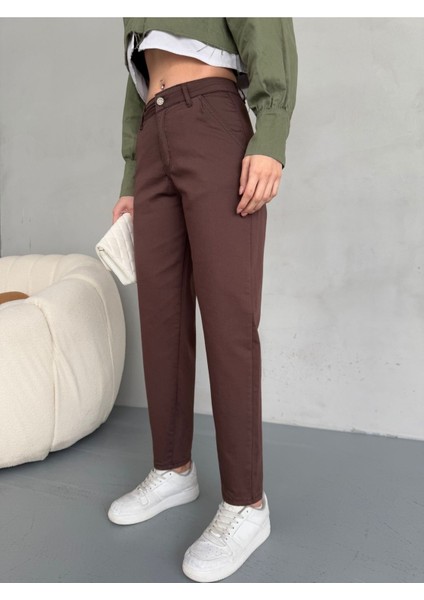 Yüksek Bel Likralı Esnek Mom Pantolon fiyatları
