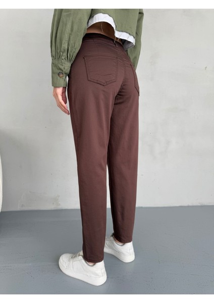 Yüksek Bel Likralı Esnek Mom Pantolon fırsatları