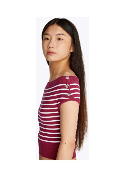 Tjw Off Shoulder Strıpe Sweater fırsatları