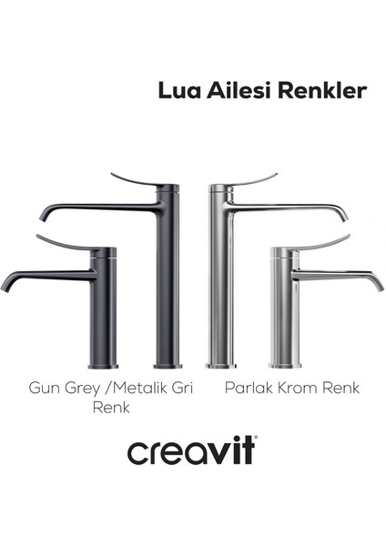 Lua Şelale Lavabo Armatürü Metalik Gri modelleri