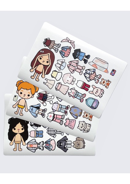 Toca Boca Orange Black Brown 3’lü Giydirme Sticker Seti