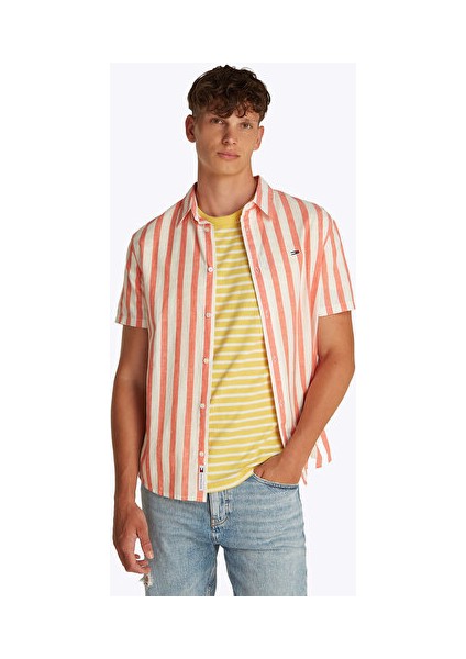 Tjm Reg Lınen Blend Stp Ss Shırt