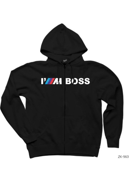 Im Boss Siyah Fermuarlı Kapşonlu Sweatshirt