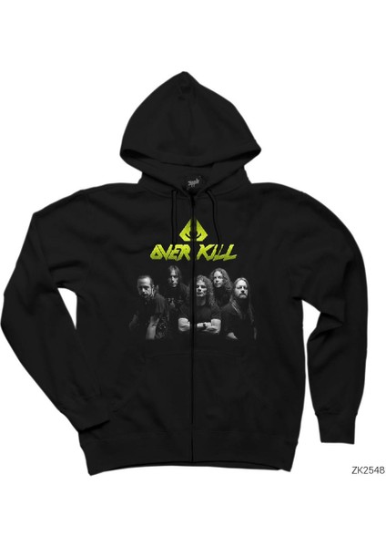 Overkill Band Siyah Fermuarlı Kapşonlu Sweatshirt