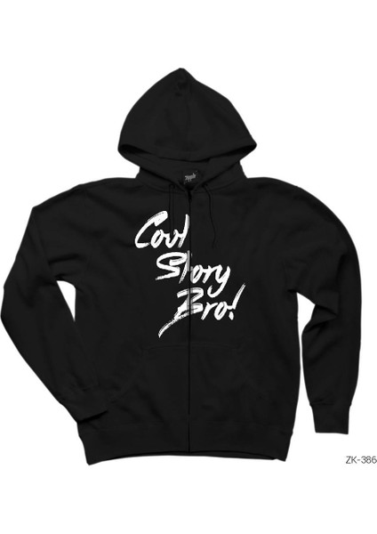 Cool Story Bro Siyah Fermuarlı Kapşonlu Sweatshirt
