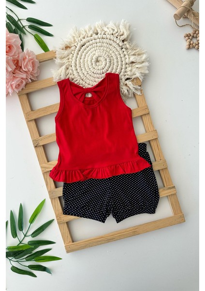 Papatya Desenli Puantiye Şortlu Kız Çocuk askılı takım - Siyah fiyatları