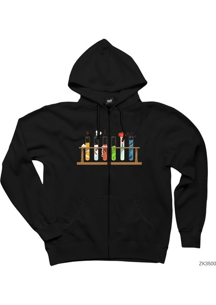 Muppet Science Siyah Fermuarlı Kapşonlu Sweatshirt